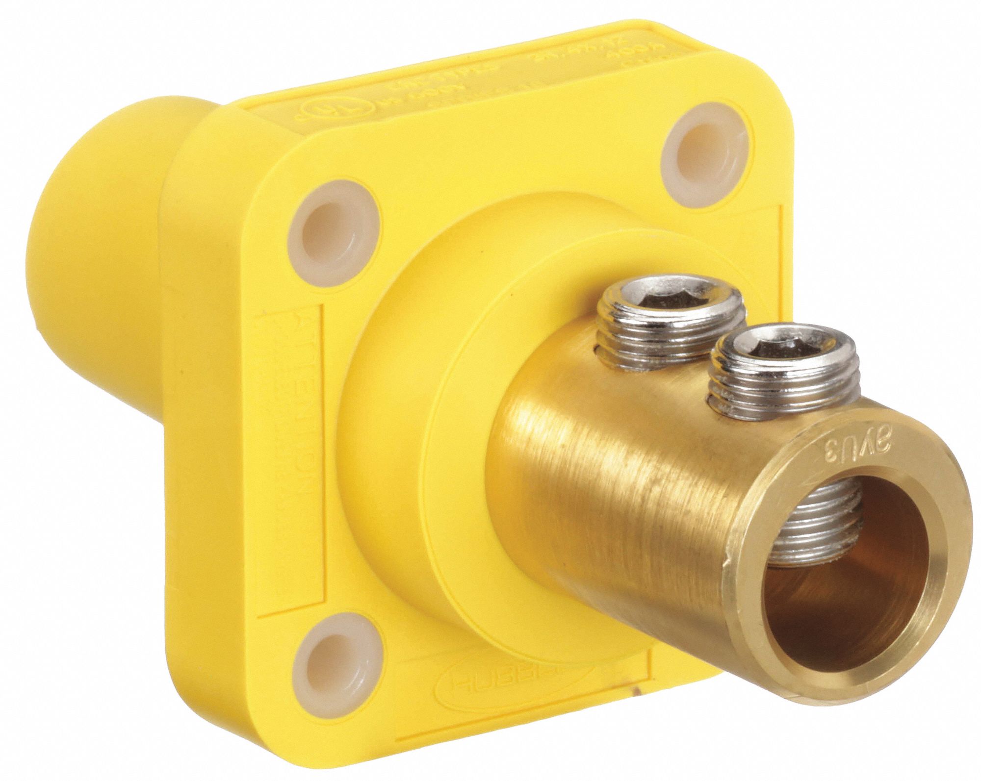 Receptacle: For Male Plugs, 400 A, Straight, Yellow, Square, Through Hole Mounting