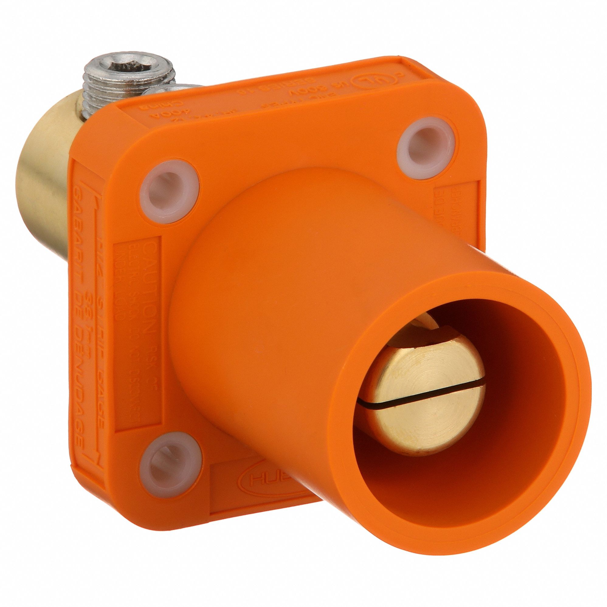 Receptacle: For Female Connectors, 400 A, Straight, Orange, Square, Through Hole Mounting
