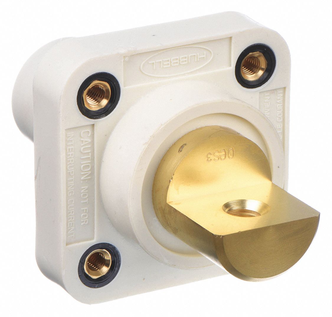 Receptacle: For Male Plugs, 400 A, Straight, White, Square, Threaded Mounting