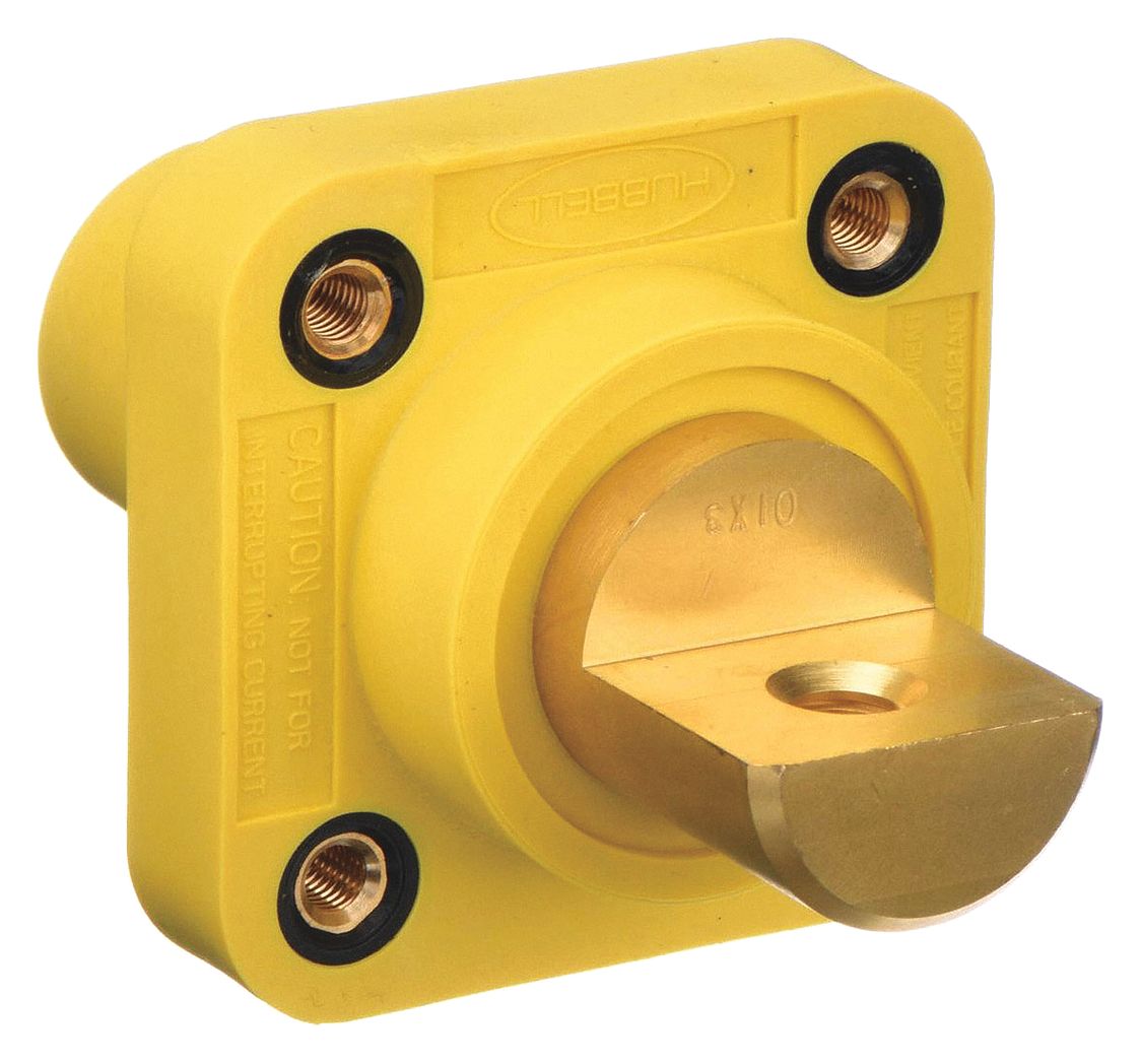 Receptacle: For Male Plugs, 400 A, Straight, Yellow, Square, Threaded Mounting