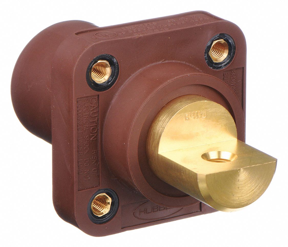 Receptacle: For Female Connectors, 400 A, Straight, Brown, Square, Threaded Mounting