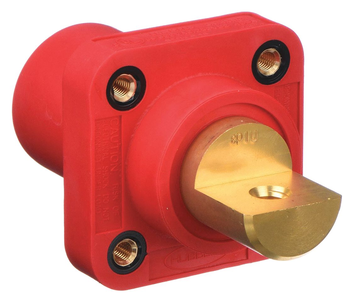 Receptacle: For Female Connectors, 400 A, Straight, Red, Square, Threaded Mounting