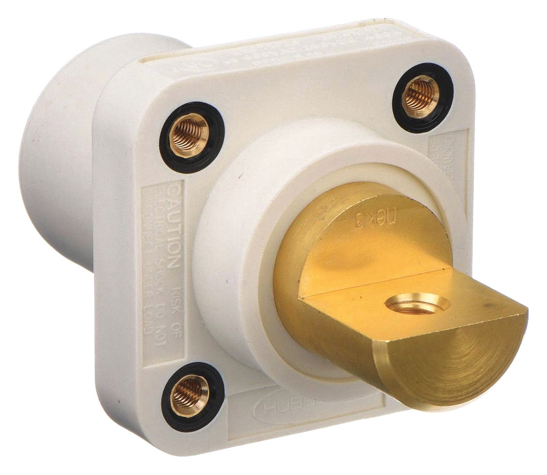 Receptacle: For Female Connectors, 400 A, Straight, White, Square, Threaded Mounting