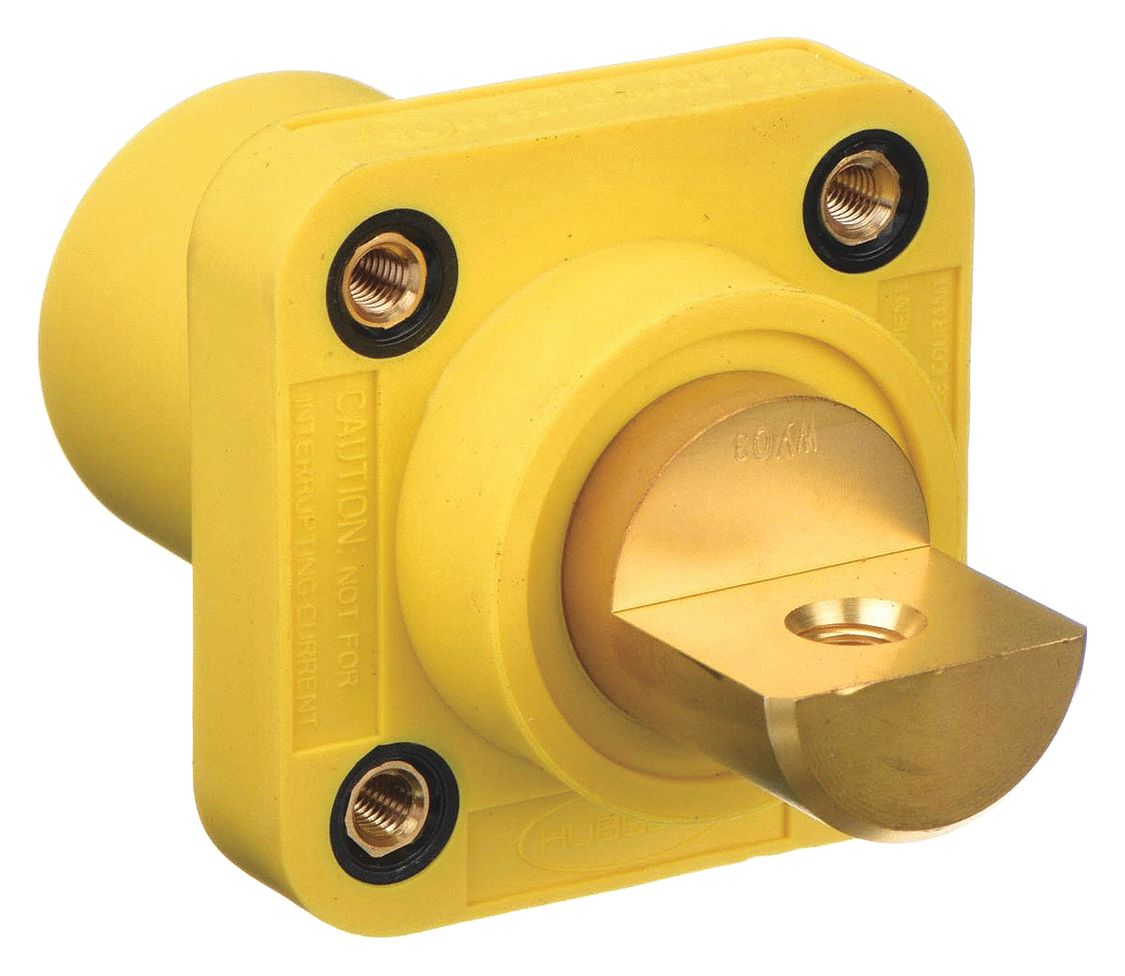 Receptacle: For Female Connectors, 400 A, Straight, Yellow, Square, Threaded Mounting