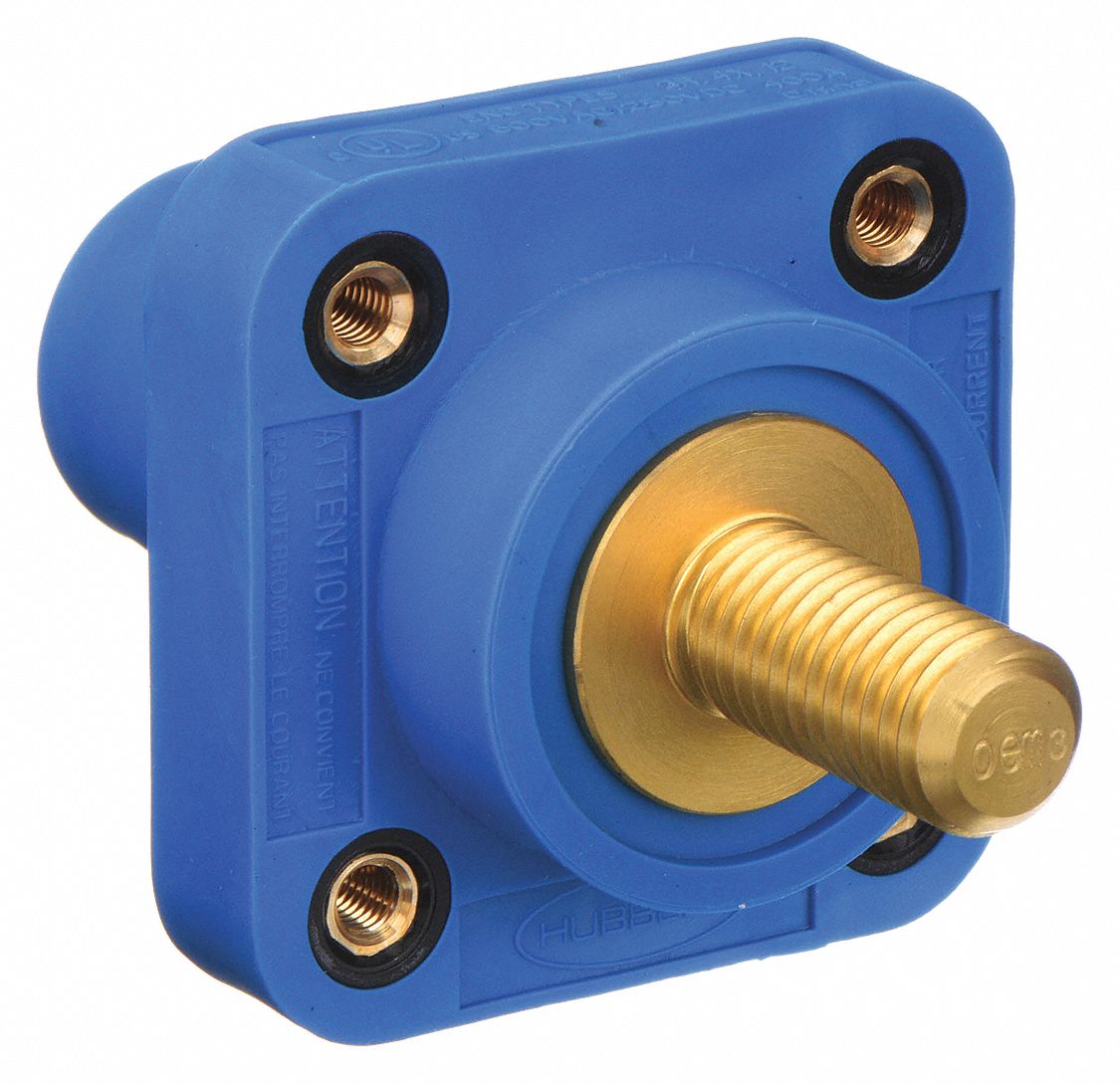 Receptacle: For Male Plugs, 400 A, Straight, Blue, Square, Threaded Mounting