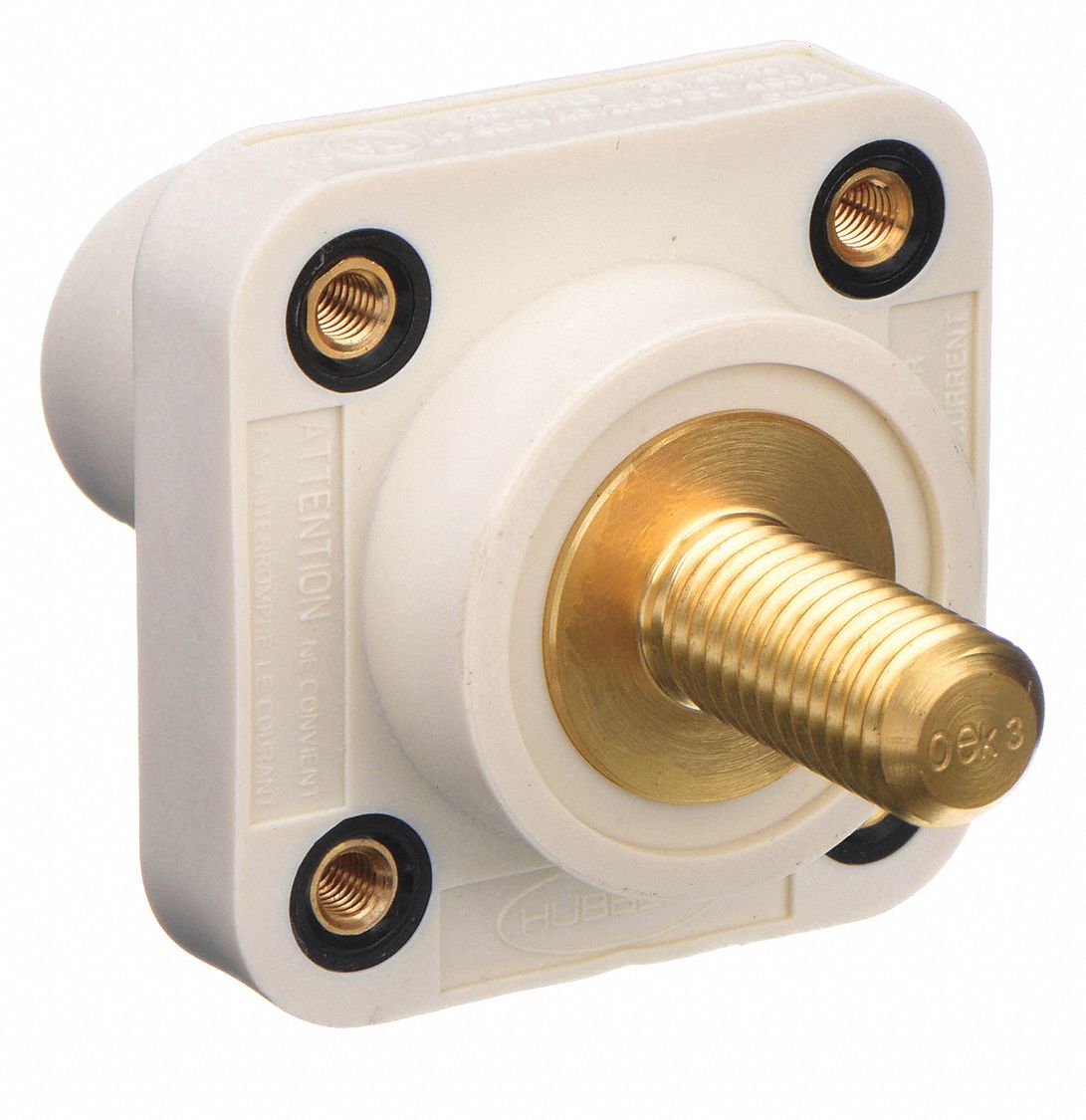 Receptacle: For Male Plugs, 400 A, Straight, White, Square, Threaded Mounting