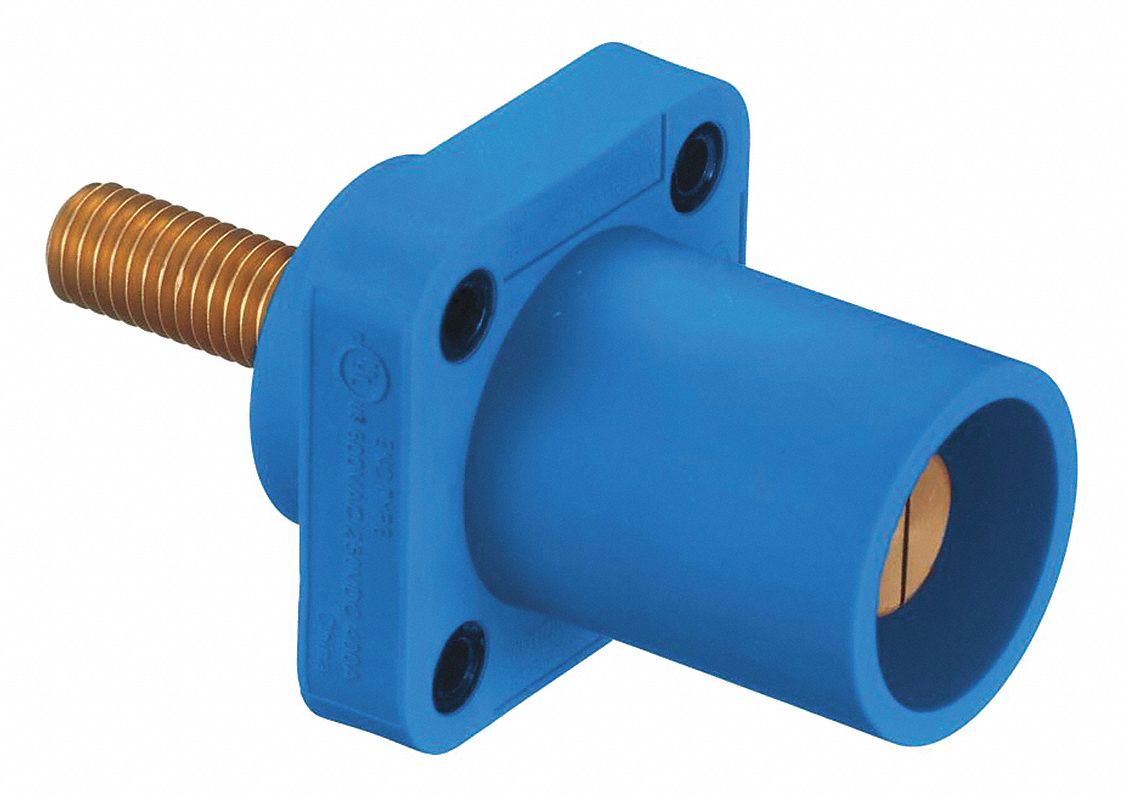 Receptacle: For Female Connectors, 400 A, Straight, Blue, Square, Threaded Mounting