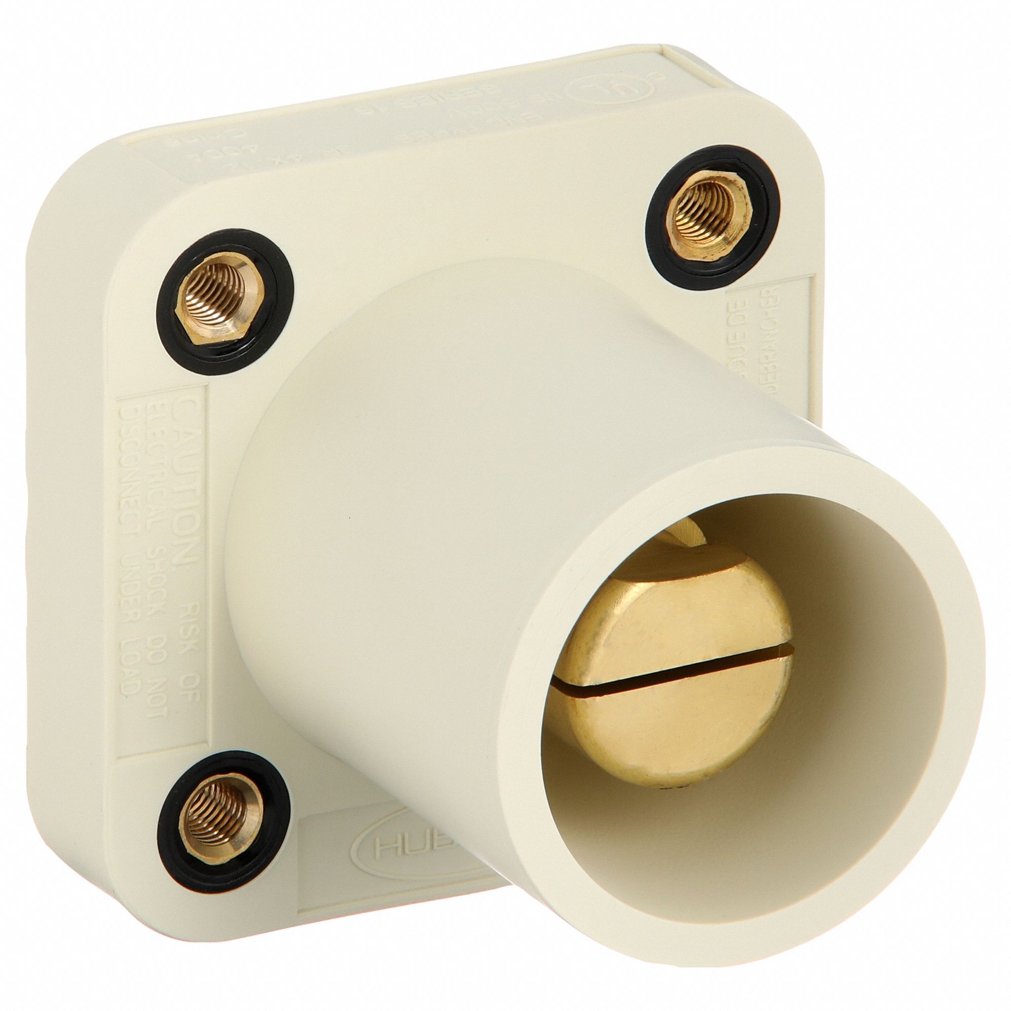 Receptacle: For Female Connectors, 400 A, Straight, White, Square, Threaded Mounting