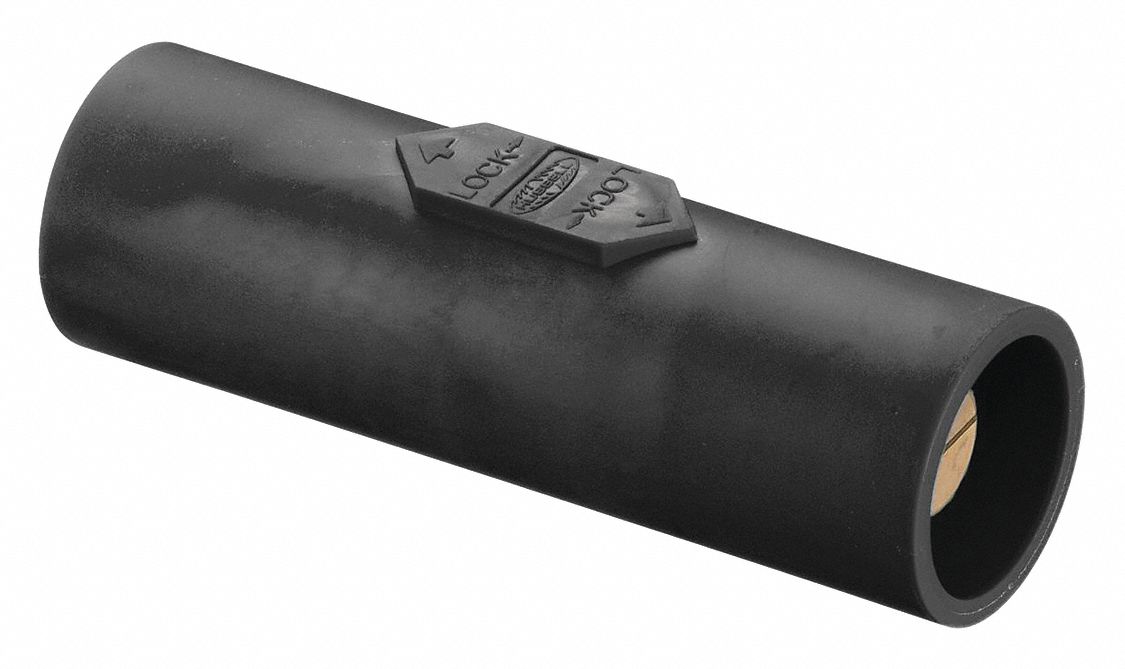 HUBBELL Double Connector MaleMale, Black, Taper Nose Single Pole
