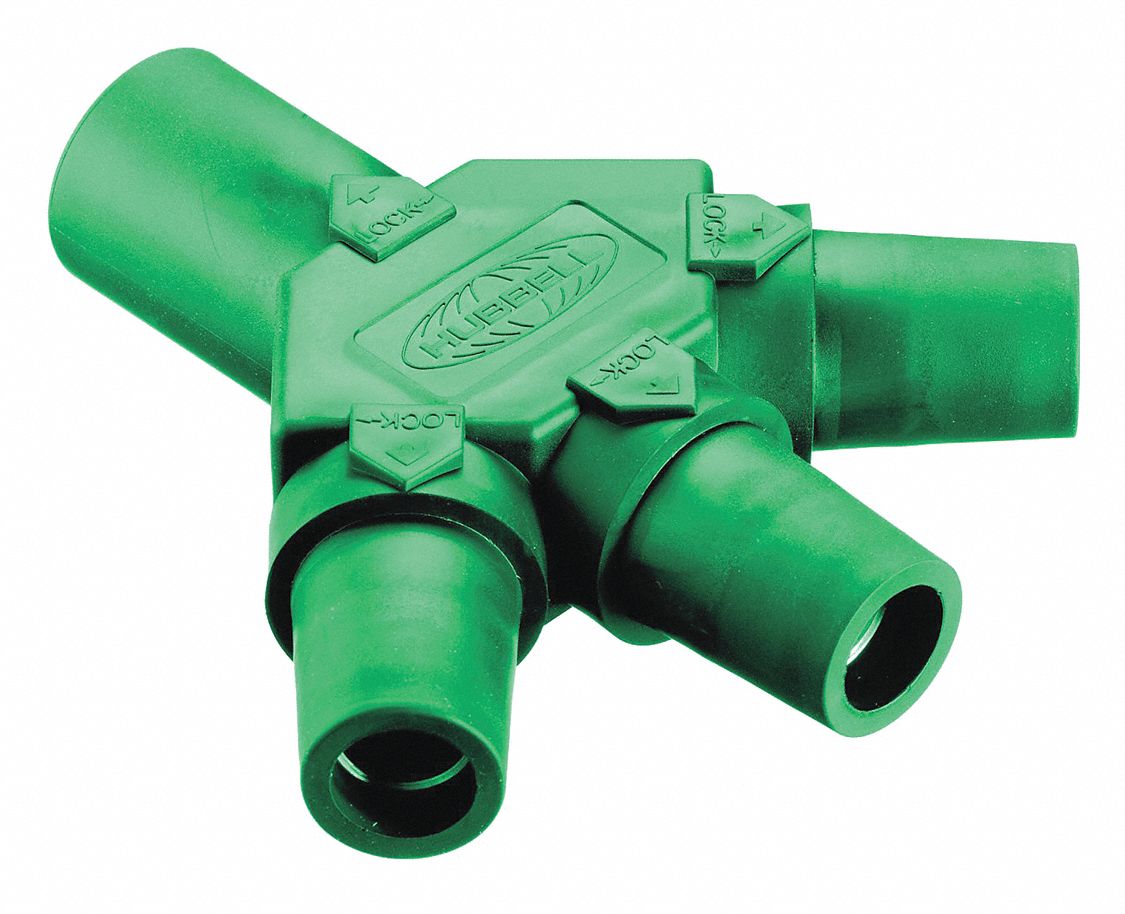 Triple Connector: Male-Female-Female-Female, 400 A, Green