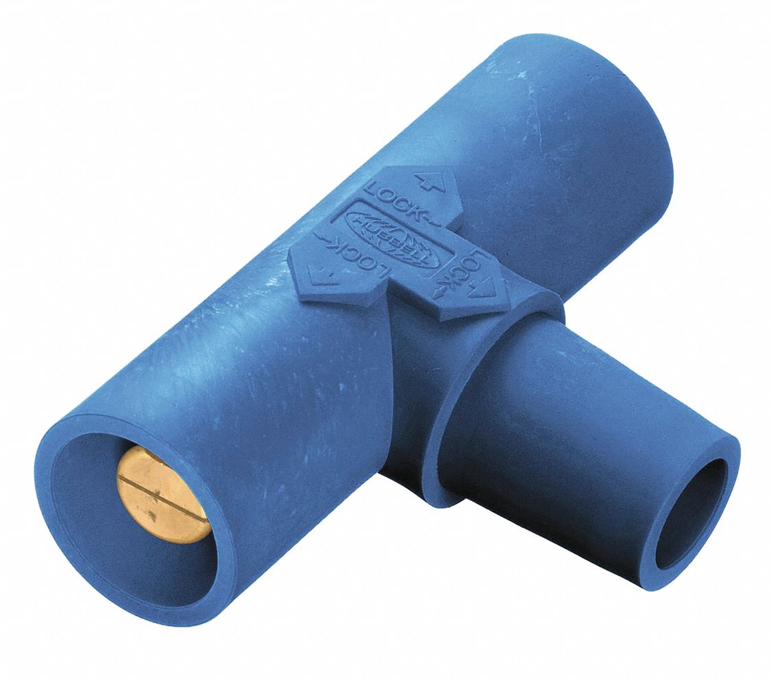 Paralleling Tee: Male-Male-Female, 400 A, Blue