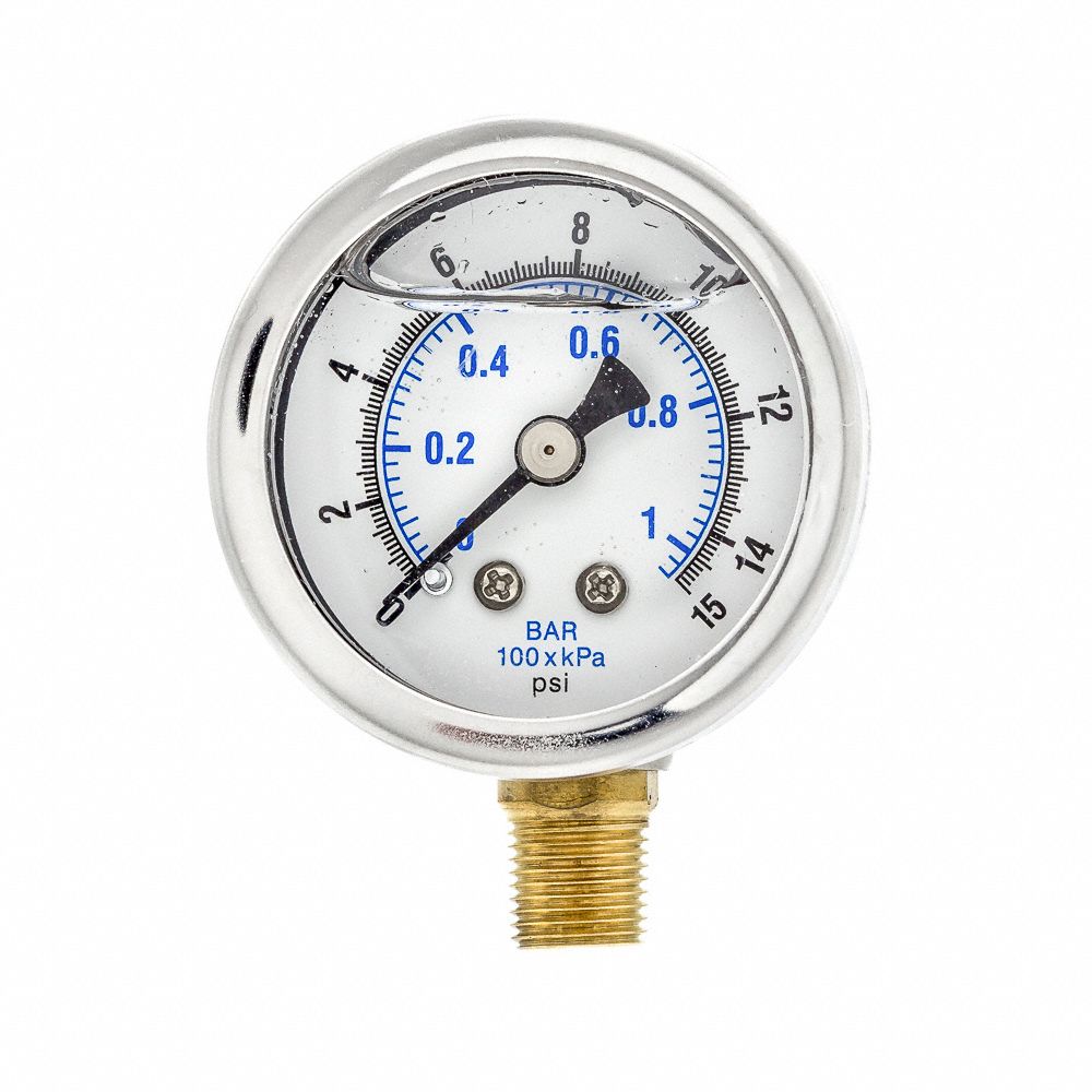 PIC GAUGES, 0 to 15 psi ( 0 to 1 bar ), 1 1/2 in Dial, Industrial ...