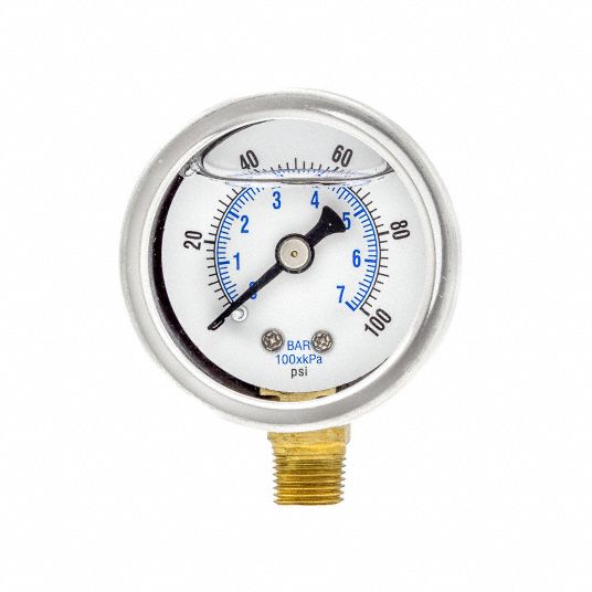 PIC GAUGES, 0 to 100 psi ( 0 to 7 bar ), 1 1/2 in Dial, Industrial ...