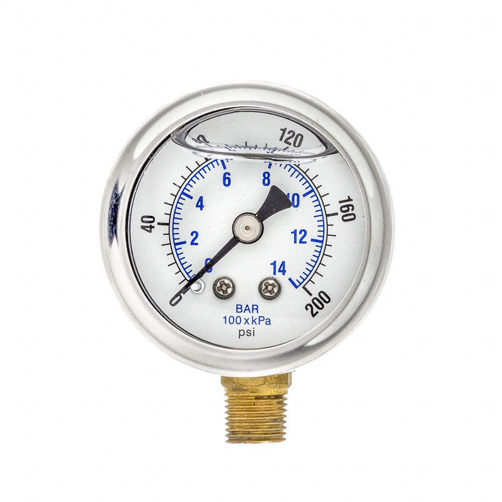 PIC GAUGES, 0 to 200 psi ( 0 to 14 bar ), 1 1/2 in Dial, Industrial ...