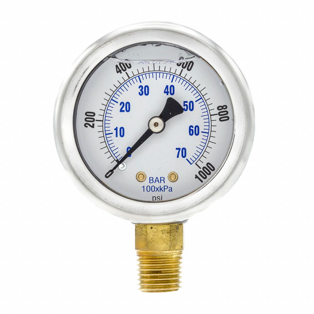 PIC GAUGES, 0 to 1,000 psi ( 0 to 69 bar ), 2 in Dial, Industrial ...