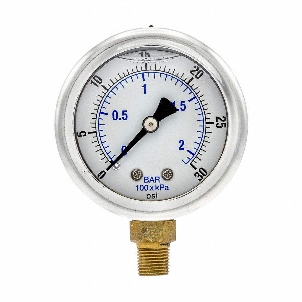 PIC GAUGES, 0 to 30 psi ( 0 to 2 bar ), 2 in Dial, Industrial Pressure ...