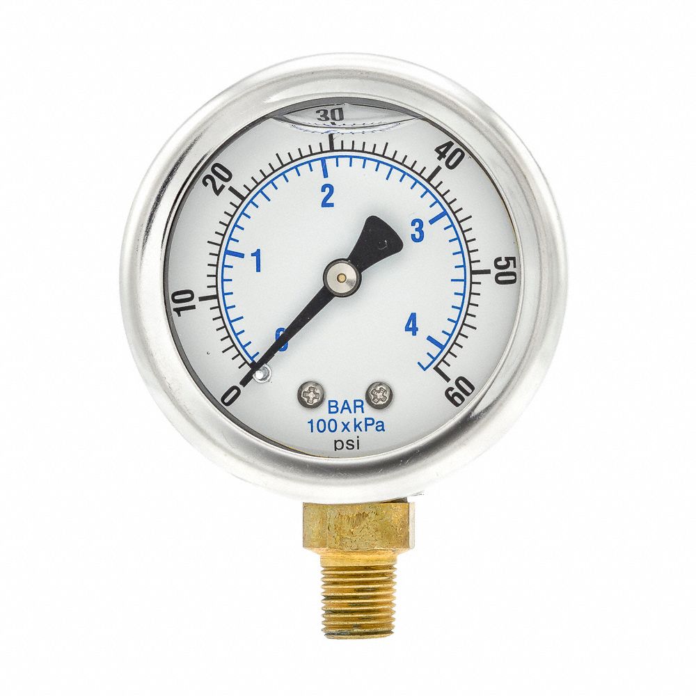 PIC GAUGES, 0 To 60 Psi ( 0 To 4 Bar ), 2 In Dial, Industrial Pressure ...