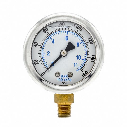 PIC GAUGES, 0 to 160 psi ( 0 to 11 bar ), 2 in Dial, Industrial ...