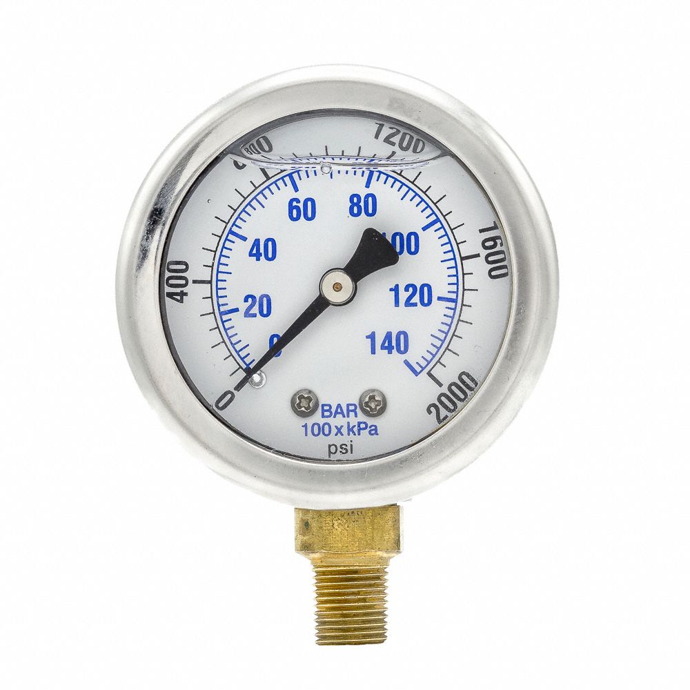 PIC GAUGES, 0 to 2,000 psi ( 0 to 138 bar ), 2 in Dial, Industrial ...