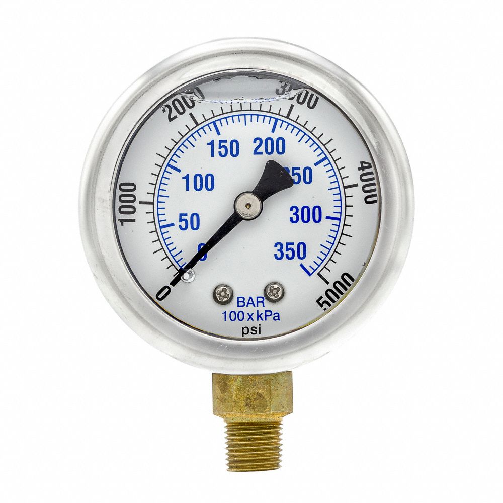 PIC GAUGES, 0 to 5,000 psi ( 0 to 345 bar ), 2 in Dial, Industrial ...