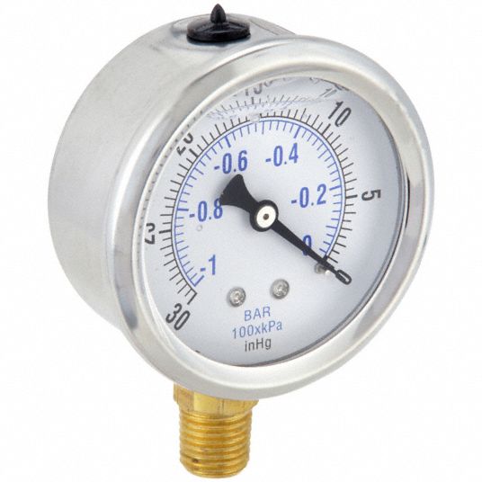 PIC GAUGES, 30 to 0 in Hg, 2 1/2 in Dial, Industrial Vacuum Gauge ...