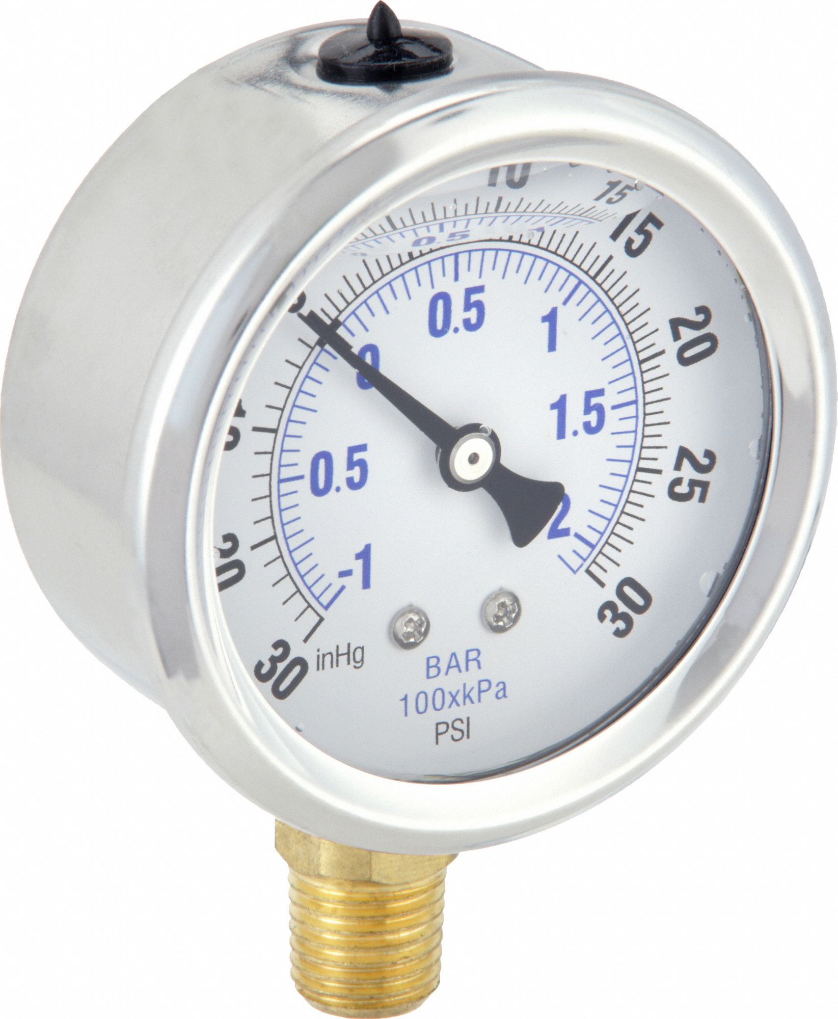 PIC GAUGES, 30 to 0 to 30 in Hg/psi, 2 1/2 in Dial, Industrial Compound ...