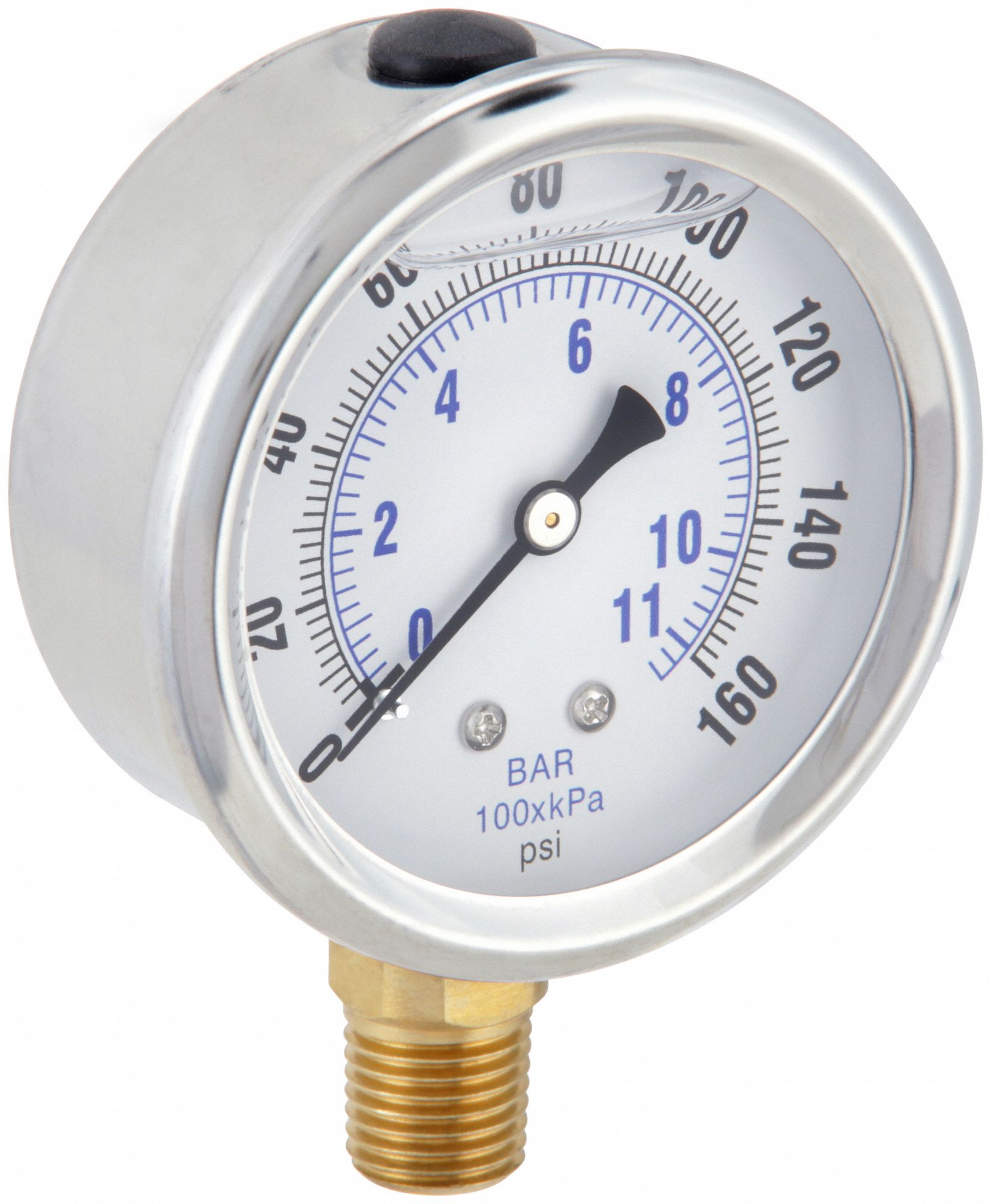 PIC GAUGES, 0 to 160 psi, 2 1/2 in Dial, Industrial Pressure Gauge ...