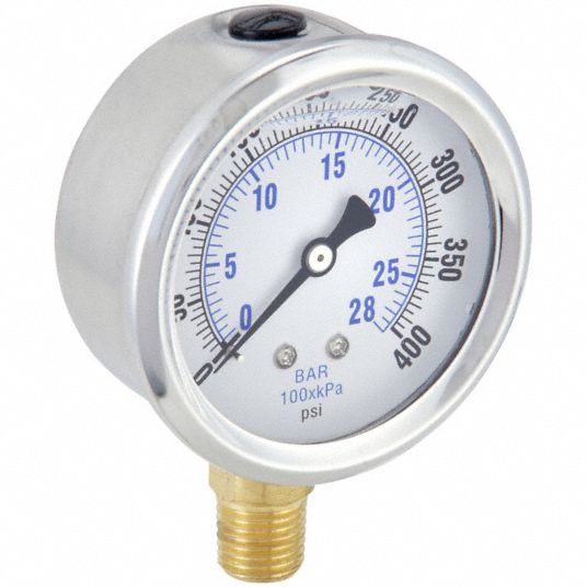 PIC GAUGES, 0 to 400 psi, 2 1/2 in Dial, Industrial Pressure Gauge ...