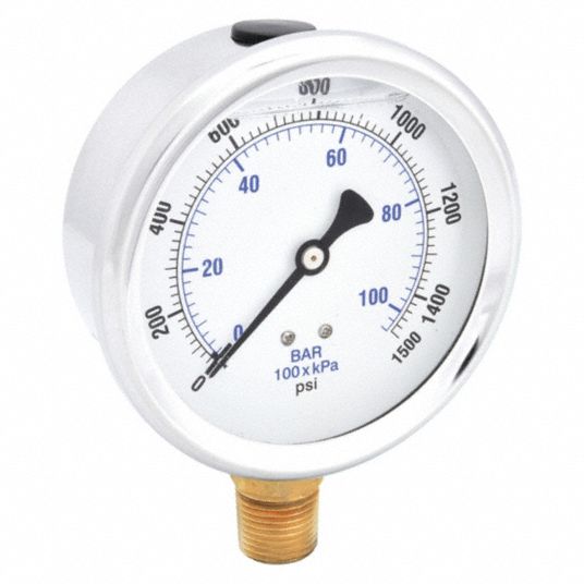 High Pressure Gauge: 0-1500 psi.