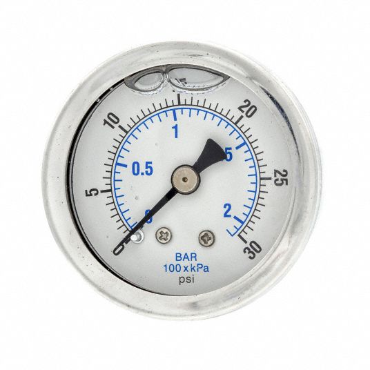 PIC GAUGES, 0 to 30 psi ( 0 to 2 bar ), 1 1/2 in Dial, Industrial ...