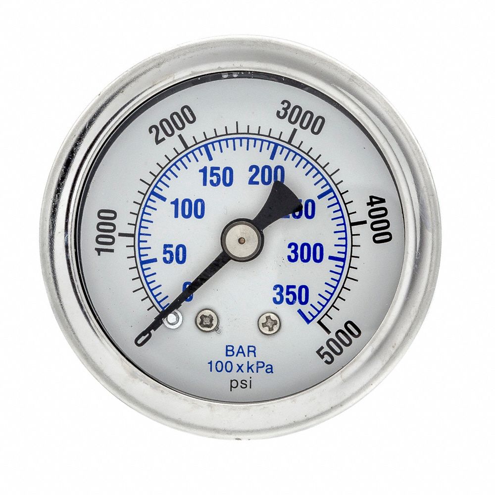 PIC GAUGES, 0 to 5,000 psi ( 0 to 345 bar ), 1 1/2 in Dial, Industrial