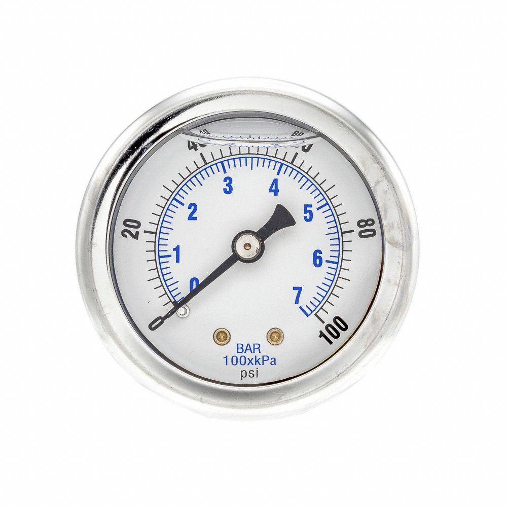 PIC GAUGES, 0 to 100 psi ( 0 to 7 bar ), 2 in Dial, Industrial Pressure ...