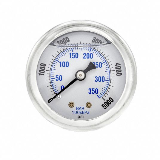 PIC GAUGES, 0 to 5,000 psi ( 0 to 345 bar ), 2 in Dial, Industrial ...