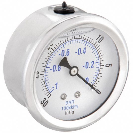 PIC GAUGES, 30 to 0 in Hg, 2 1/2 in Dial, Industrial Vacuum Gauge