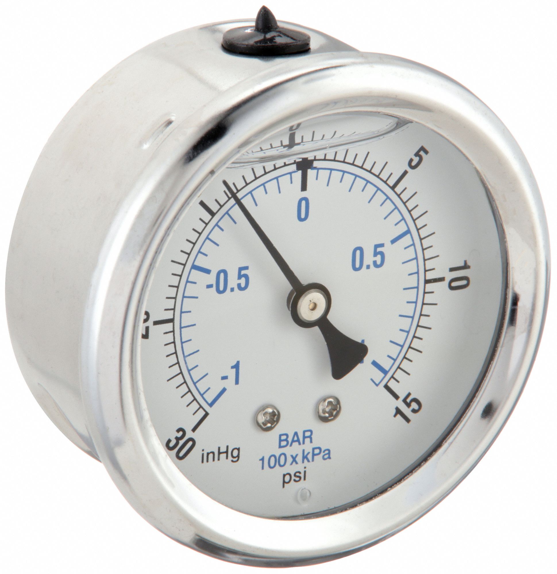 PIC GAUGES, 30 to 0 to 15 in Hg/psi, 2 1/2 in Dial, Industrial Compound