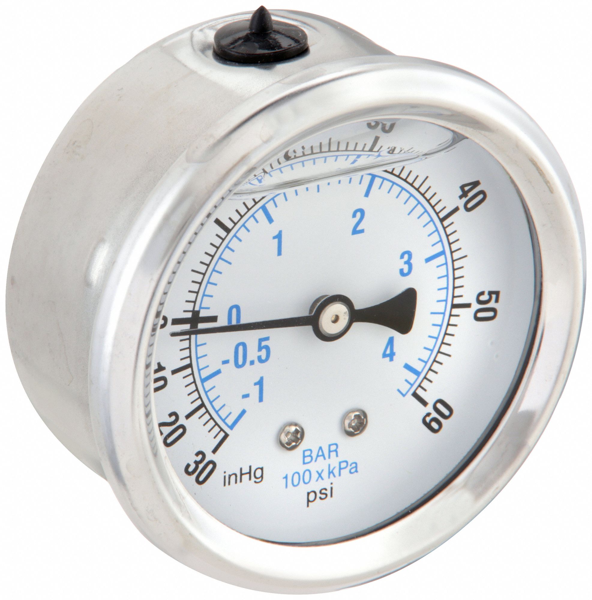 PIC GAUGES, 30 to 0 to 60 in Hg/psi, 2 1/2 in Dial, Industrial Compound