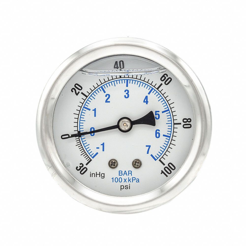 PIC GAUGES Industrial Compound Gauge 30 to 0 to 100 in Hg/psi, 2 1/2