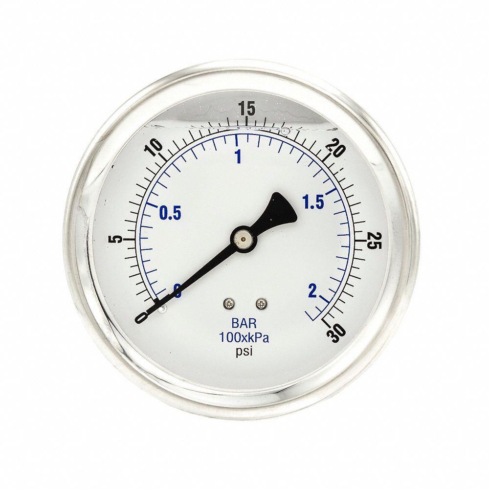 PIC GAUGES, 0 to 30 psi, 4 in Dial, Industrial Pressure Gauge - 20TW53 ...