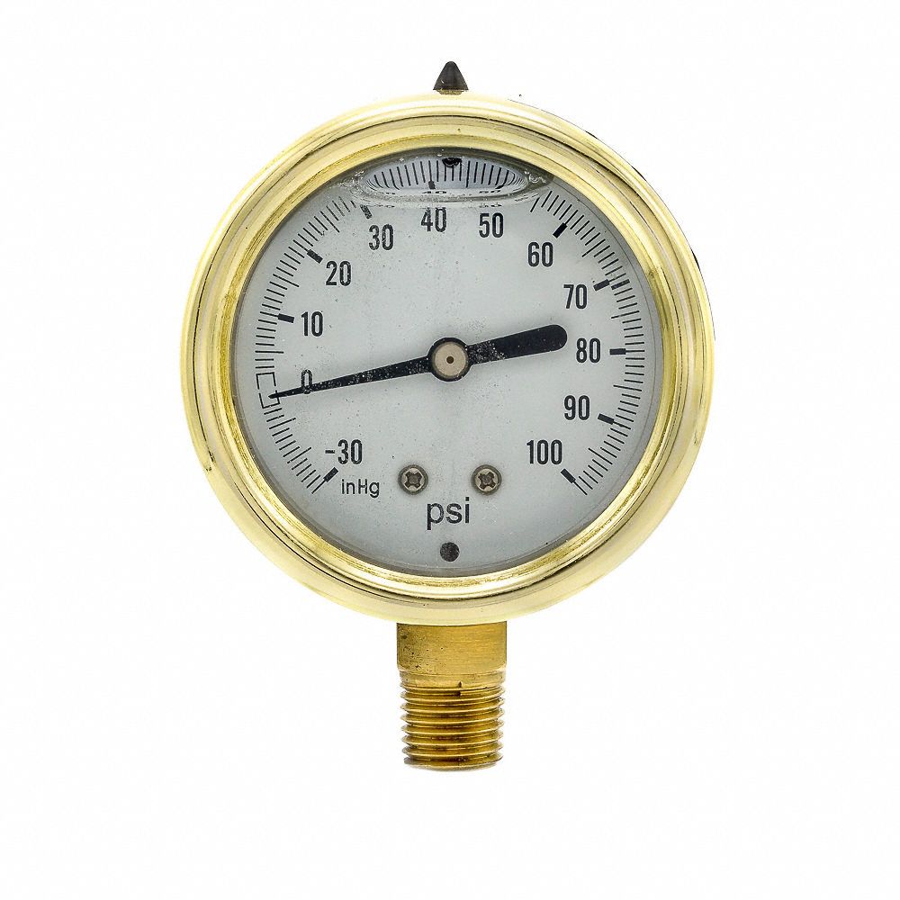 PIC GAUGES Compound Gauge, 30 in Hg Vac to 100 psi Range, 1/4 in MNPT
