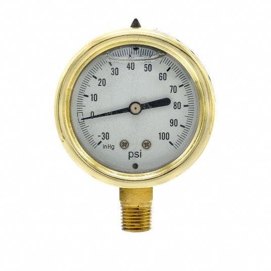 PIC GAUGES Industrial Compound Gauge 30 to 0 to 100 in Hg/psi, 2 1/2