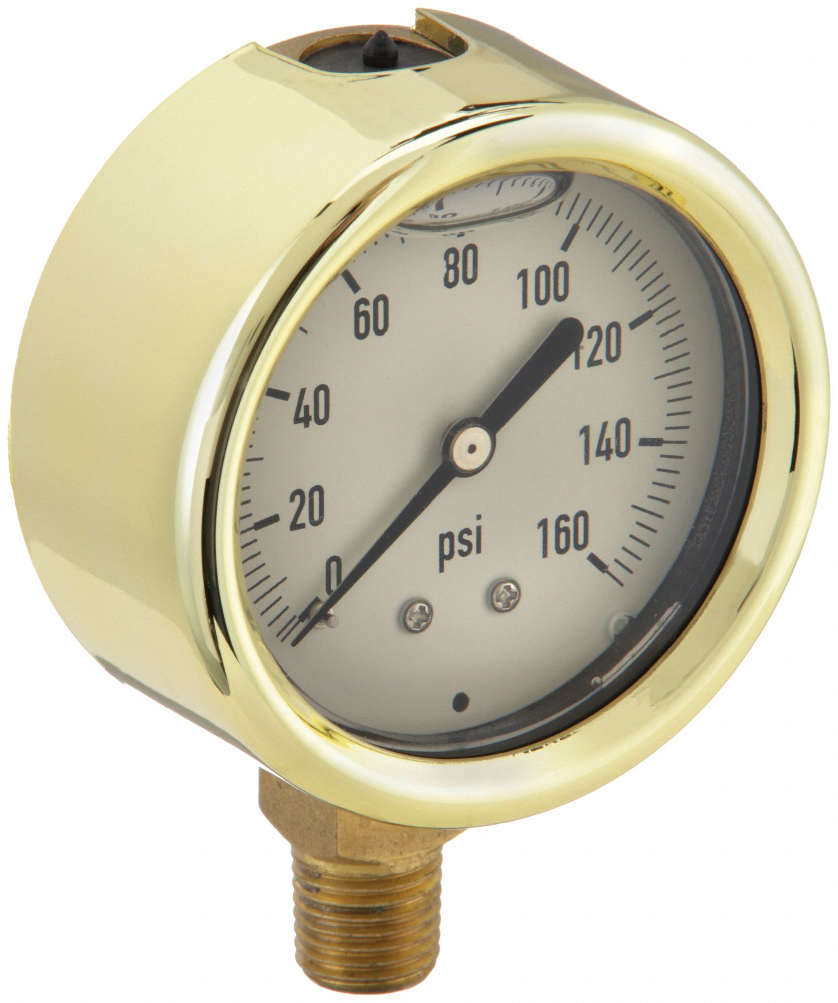 PIC GAUGES, 0 to 160 psi, 2 1/2 in Dial, Industrial Pressure Gauge