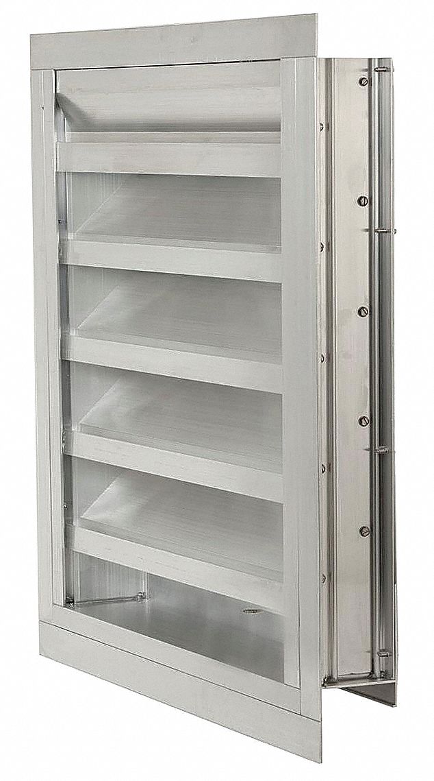15"H 15"W Drnbl Extrd Alu Intake Louver: Flanged, Surface Mount, 11 1/2 in H, 11 1/2 in W, Aluminum