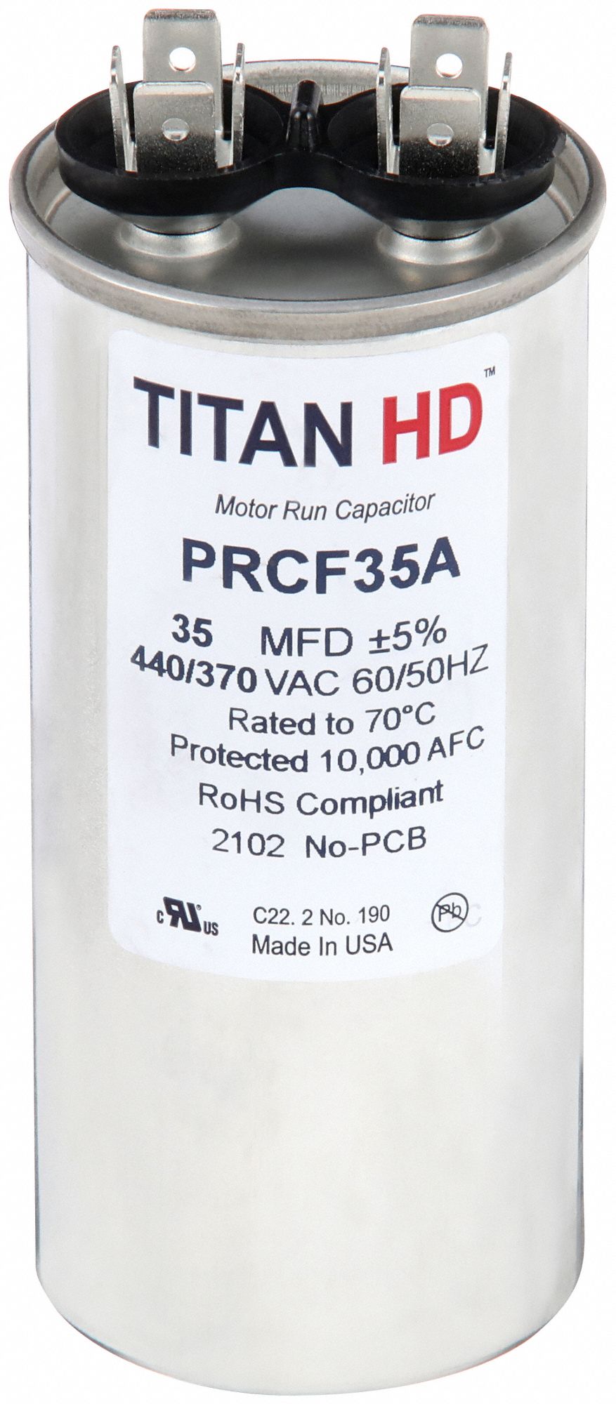 TITAN HD, Round, 440/370V AC, Motor Run Capacitor 20UD58PRCF35A