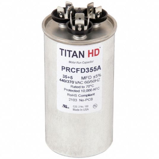 TITAN HD, Round, 440/370V AC, Motor Dual Run Capacitor - 20UD75 
