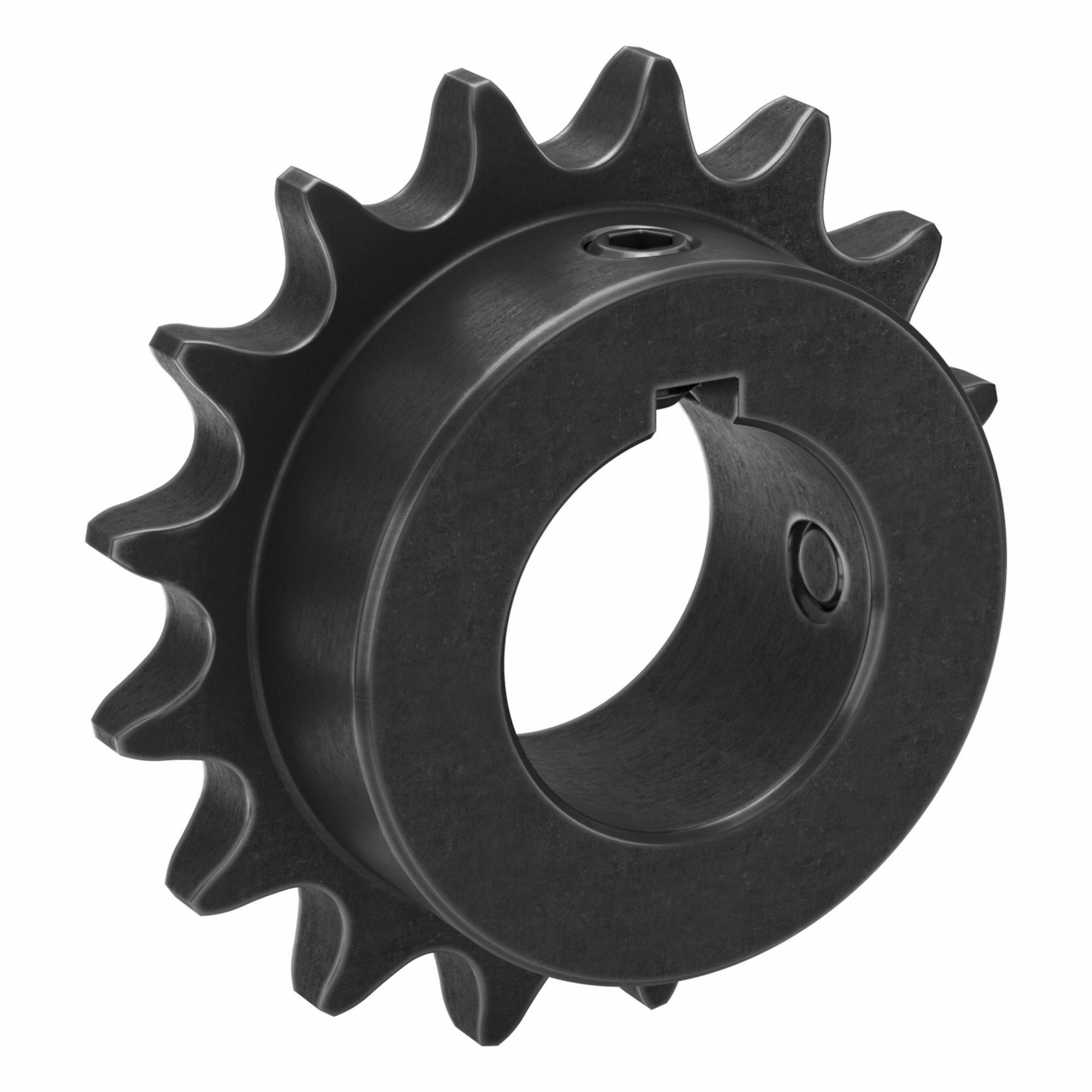 Single Strand Sprocket: 40, For 1/2 in Chain Pitch, 1 1/8 in Bore Dia, 16 Teeth, Steel