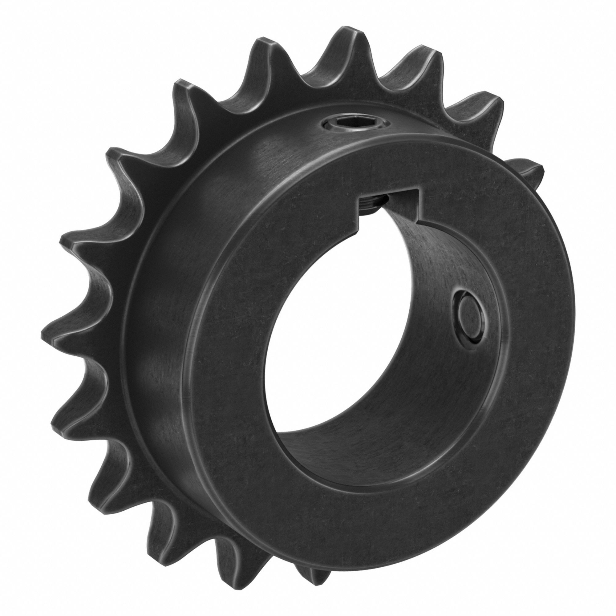 Single Strand Sprocket: 40, For 1/2 in Chain Pitch, 1 1/2 in Bore Dia, 19 Teeth, Steel