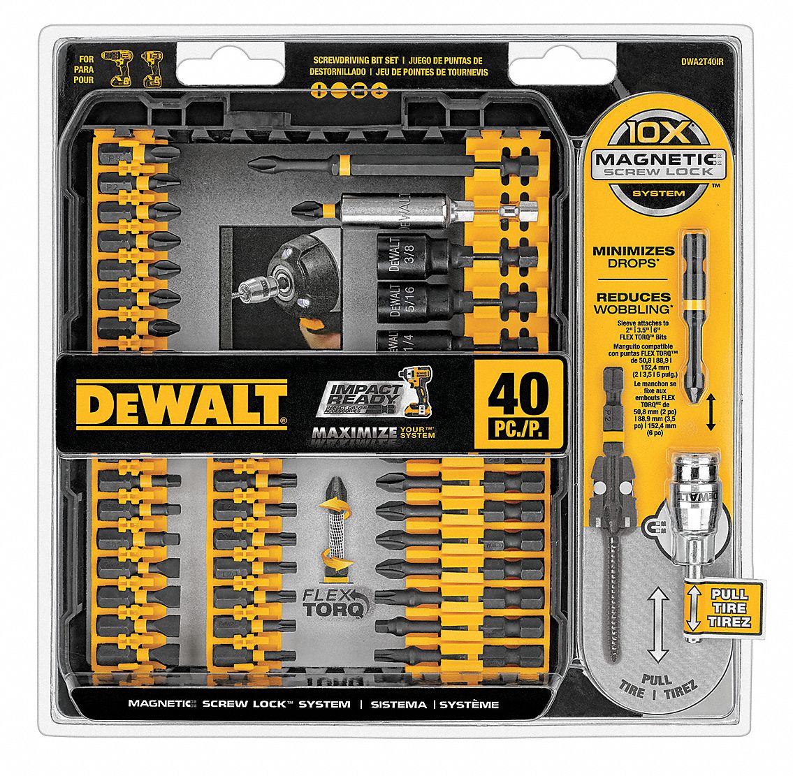 DEWALT Screwdriver Bit Set Screwdriver Bit Set 40 No. of Pieces 1 4 in Hex Shank Size Steel