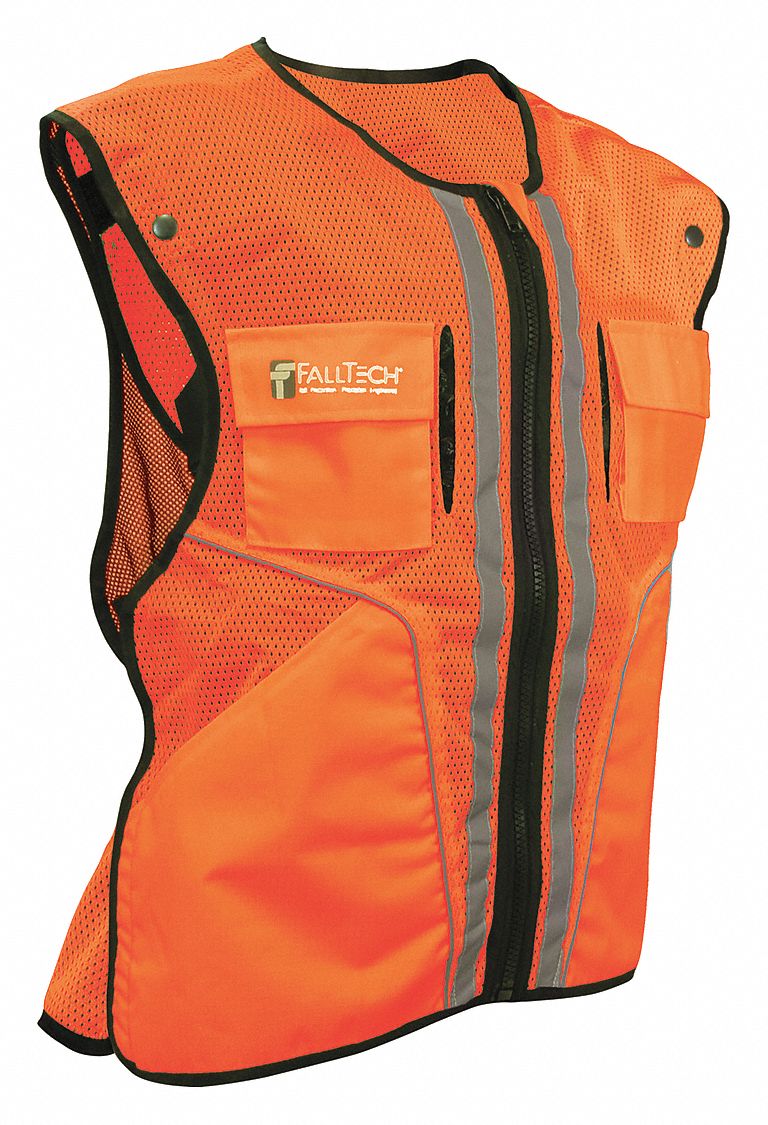 FALLTECH, ANSI Class 2, L/XL, Construction Safety Vest 20UM37G5056LX