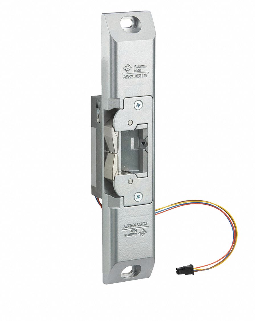 Electric Door Strike: 1 3/4 in Wd, 9 in Ht, Cylindrical, Stainless Steel