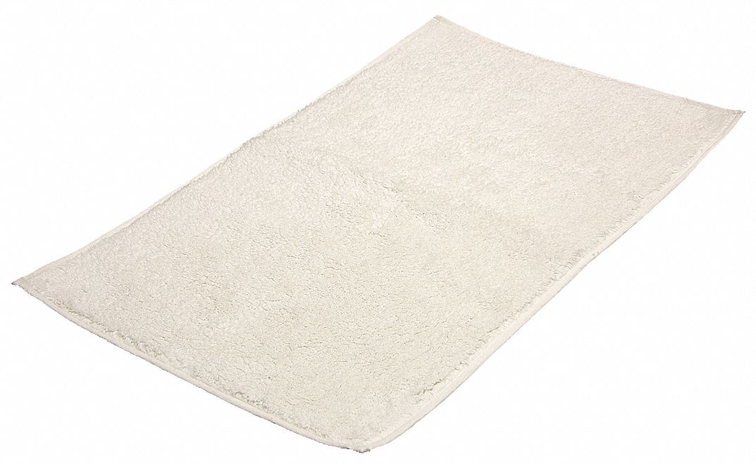 Bath Rug, Monaco, 24 in Width, 36 in Length, White, Cotton - Grainger